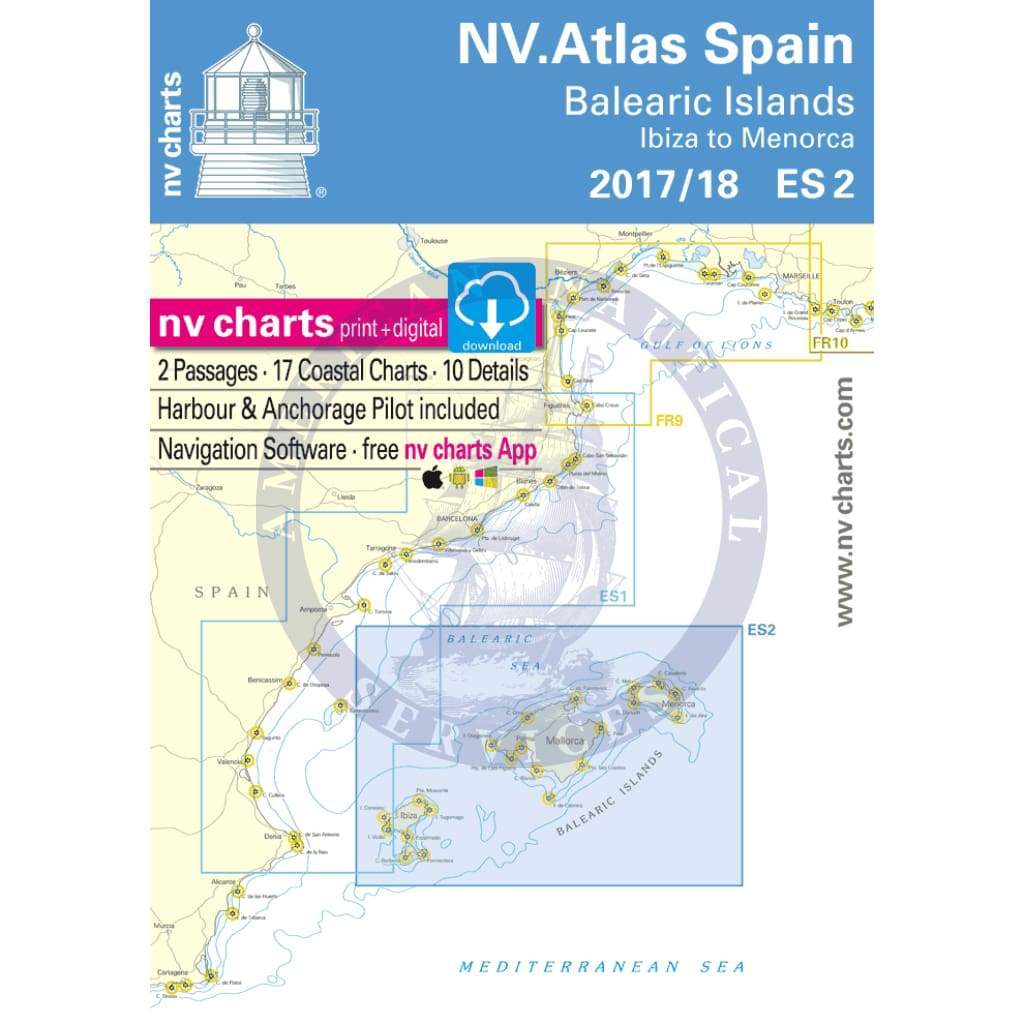 NV. Charts Spain ES2: Balearic Islands - Ibiza to Menorca, 2017 Edition