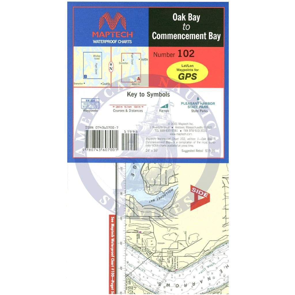 Oak Bay to Commencement Bay Waterproof Chart, 1st Edition