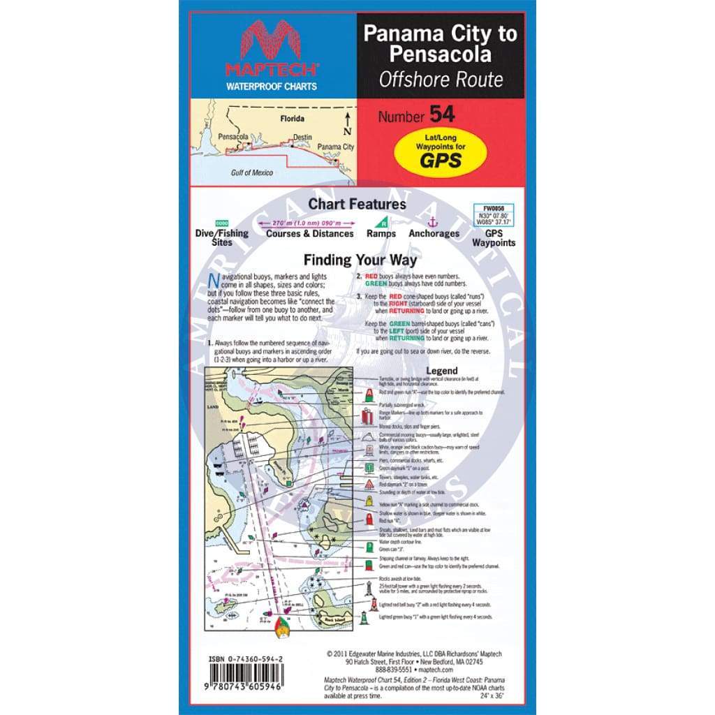 Panama City to Pensacola - Offshore Route Waterproof Chart, 2nd Edition