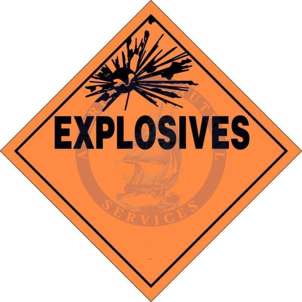 Placard Class 1.1, 1.2, 1.3: Explosives, Domestic Standard Worded
