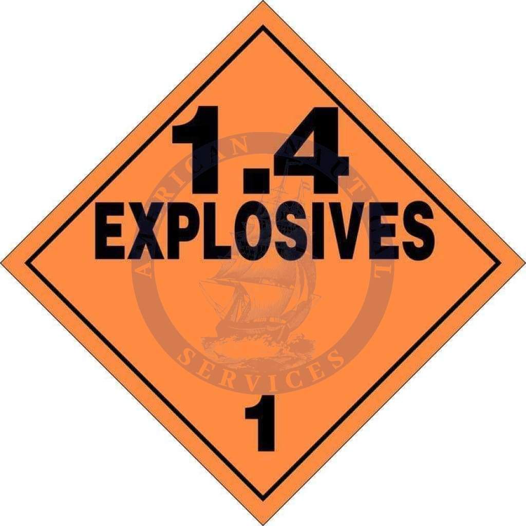 Placard Class 1.4: Explosives, Domestic Standard Worded