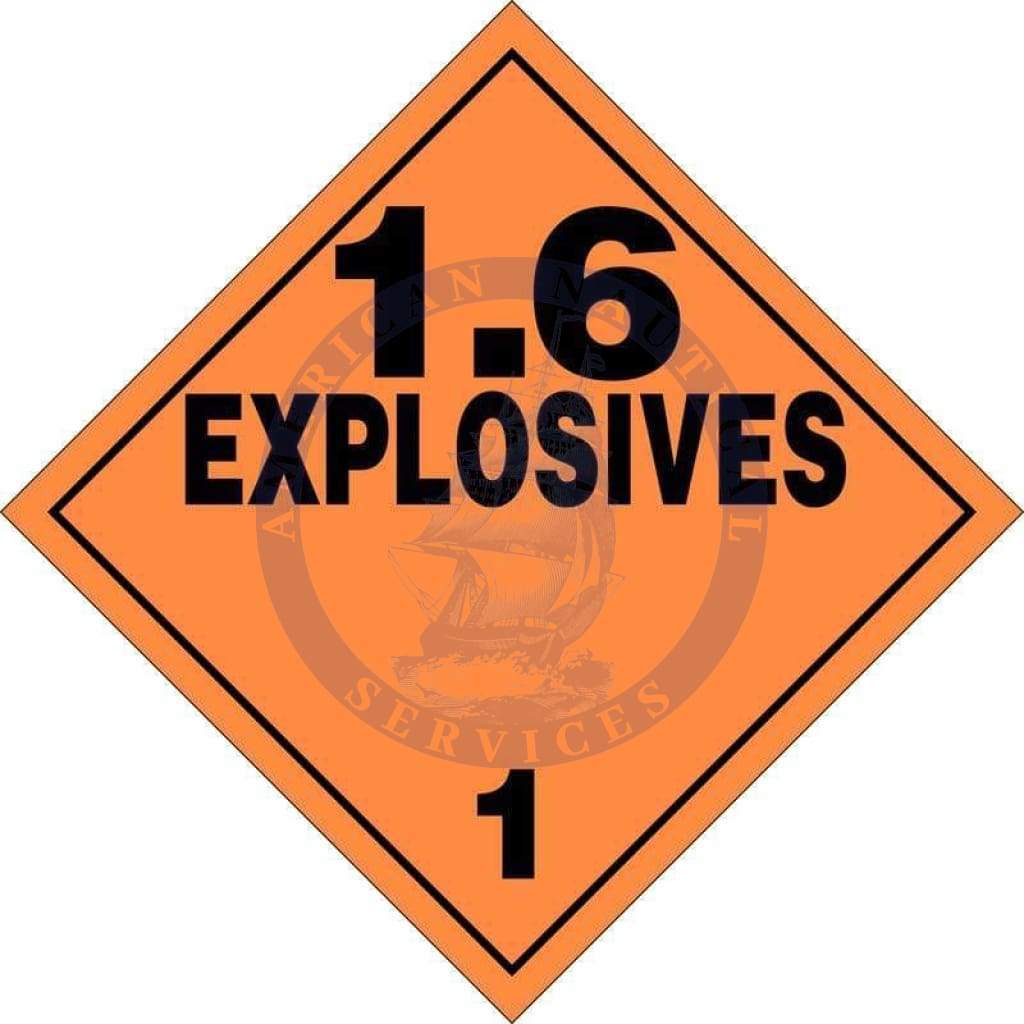 Placard Class 1.6: Explosives, Domestic Standard Worded