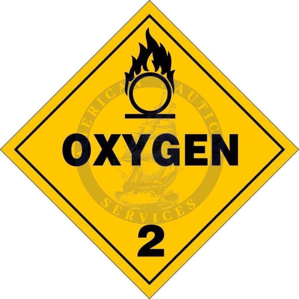 Placard Class 2.2: Oxygen, Domestic Standard Worded