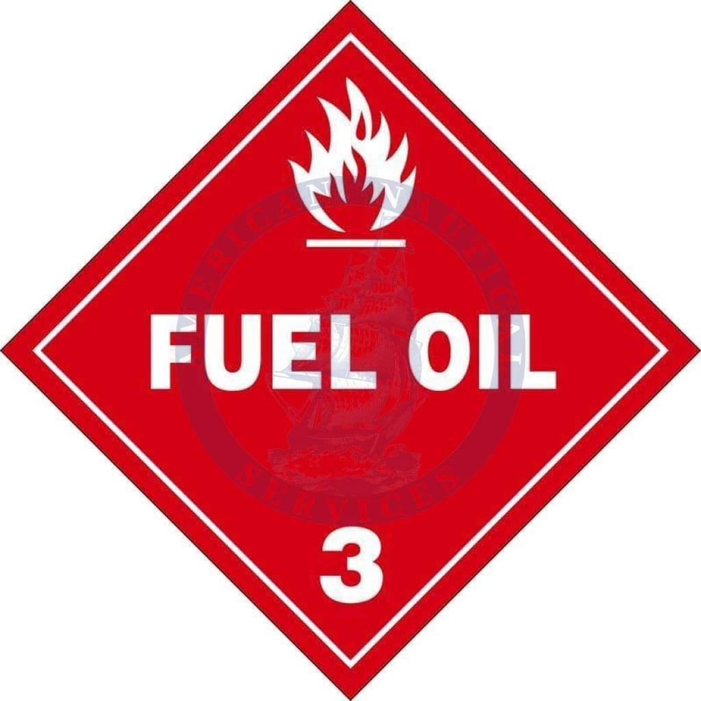 Placard Class 3: Fuel Oil, Domestic Standard Worded