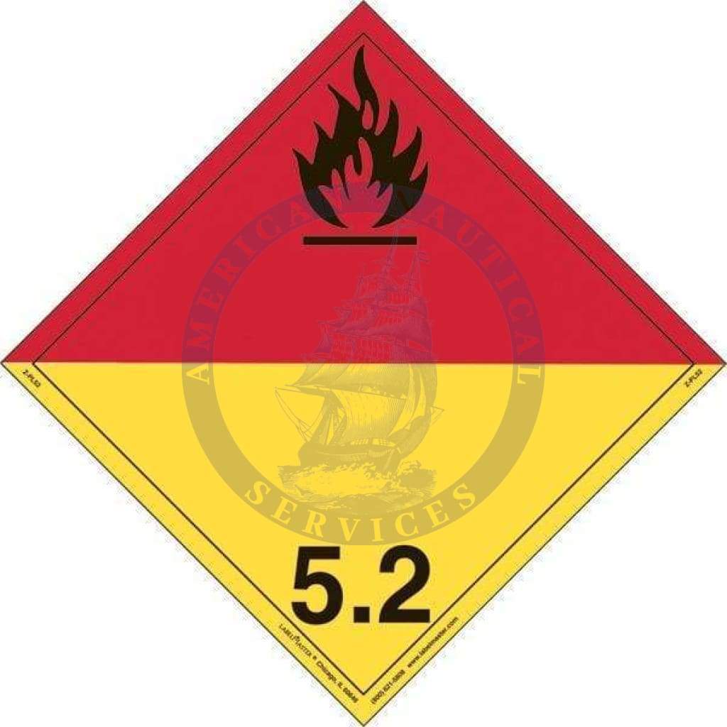 Placard Class 5.2: Organic Peroxide (Red and Yellow), International Wordless
