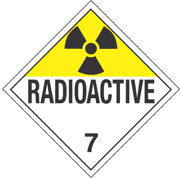 Placard Class 7: Radioactive, Domestic Standard Worded