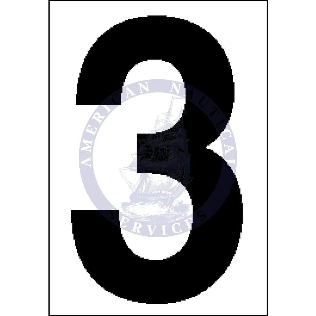 Placard Number 3: White Vinyl - 3.5 Inch