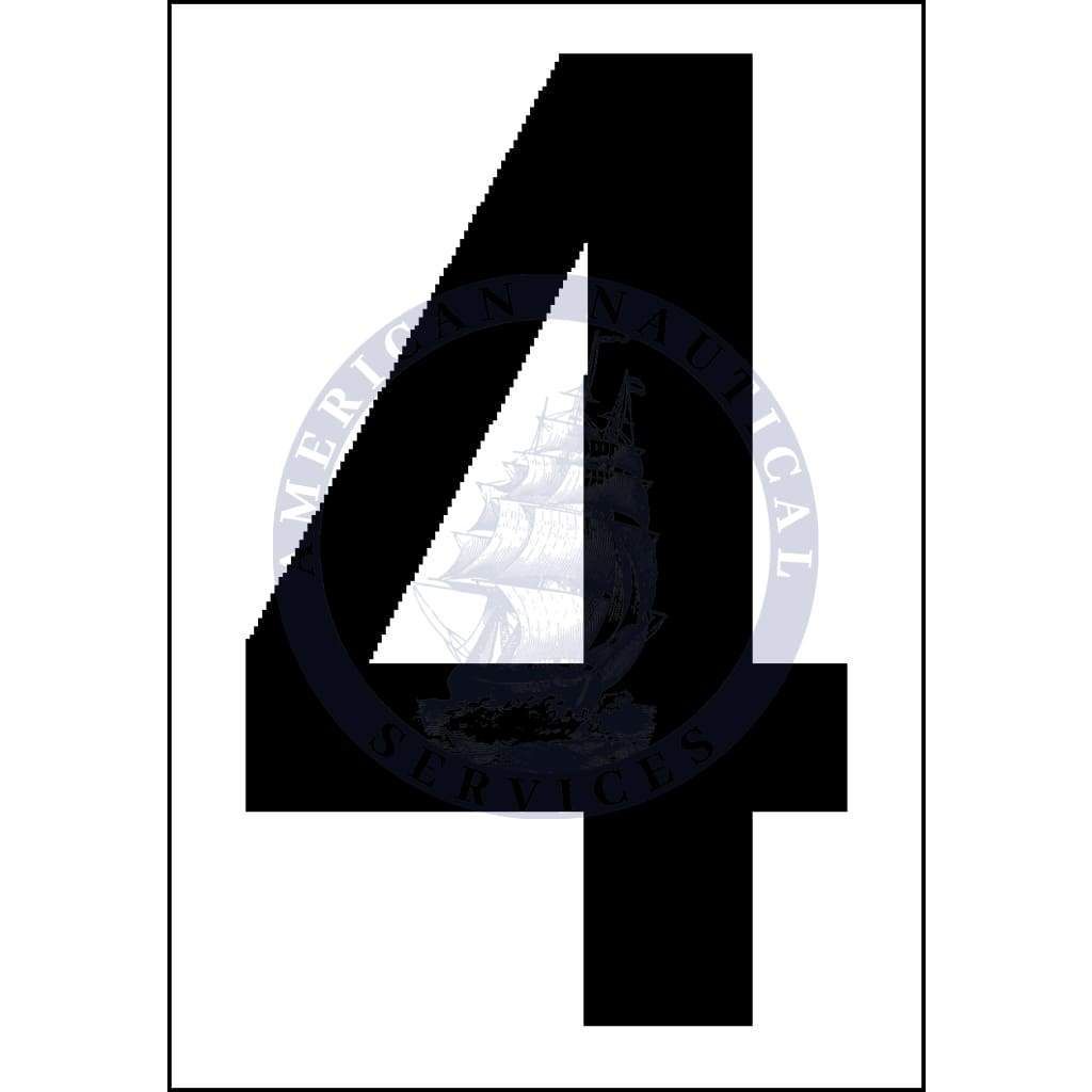 Placard Number 4: White Vinyl - 3.5 Inch