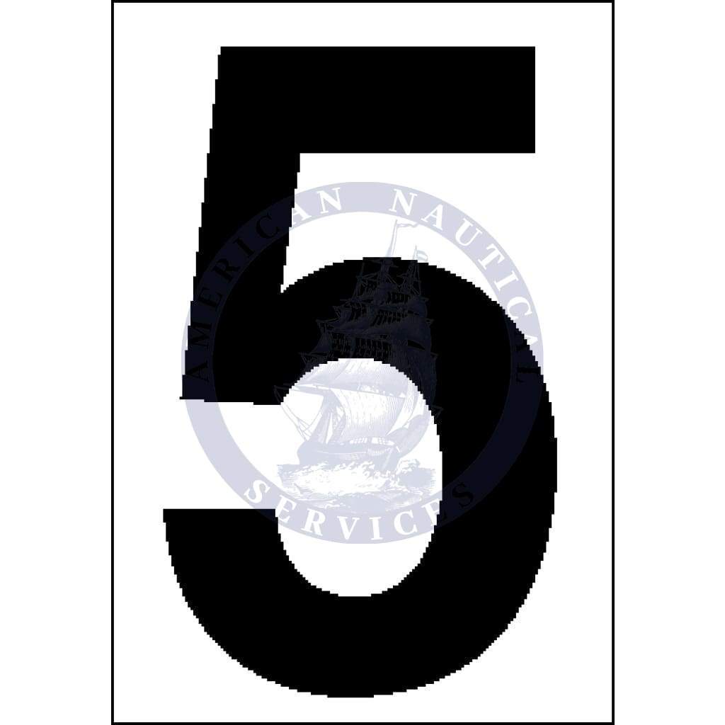 Placard Number 5: White Vinyl - 3.5 Inch