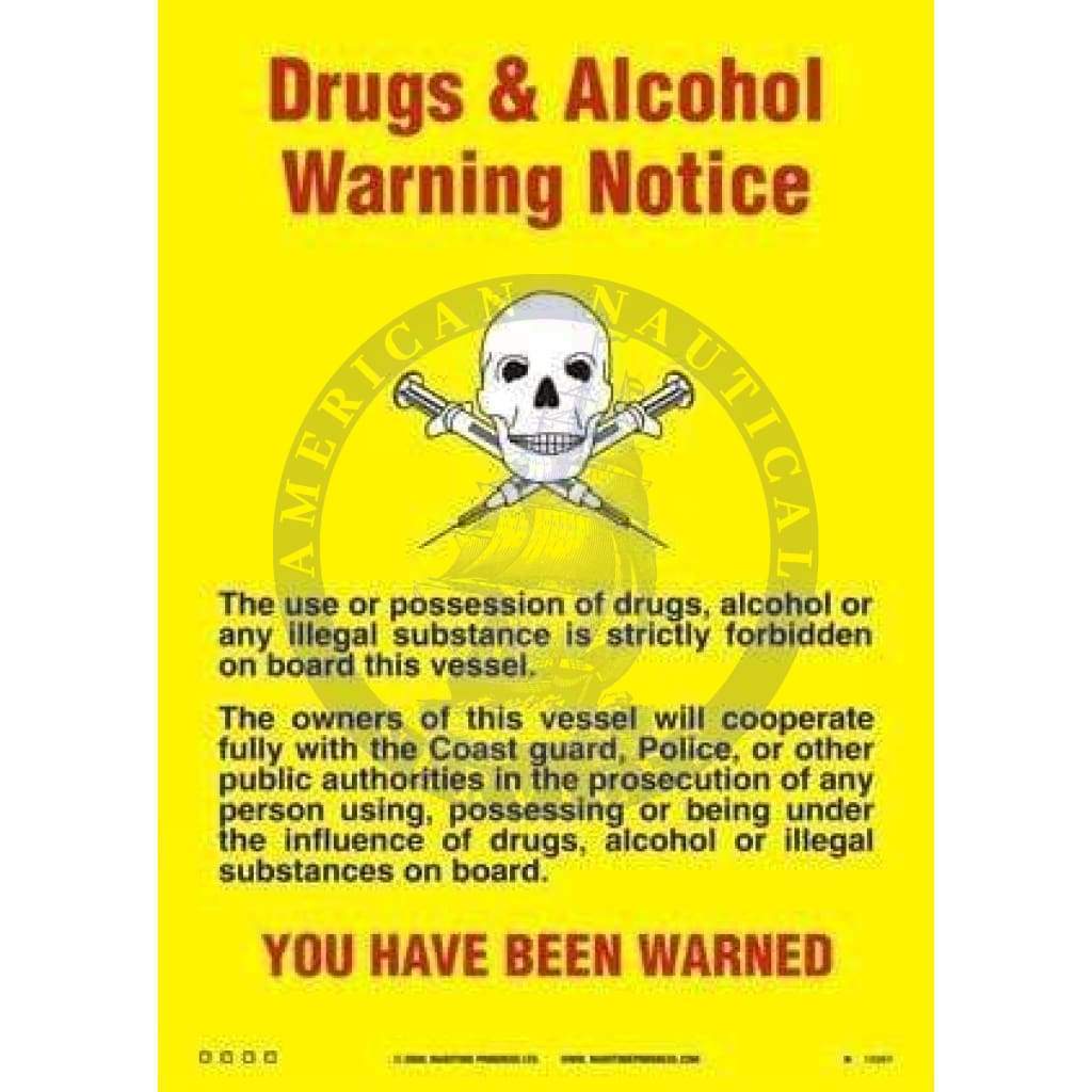 Poster - Drugs and Alcohol Warning Notice