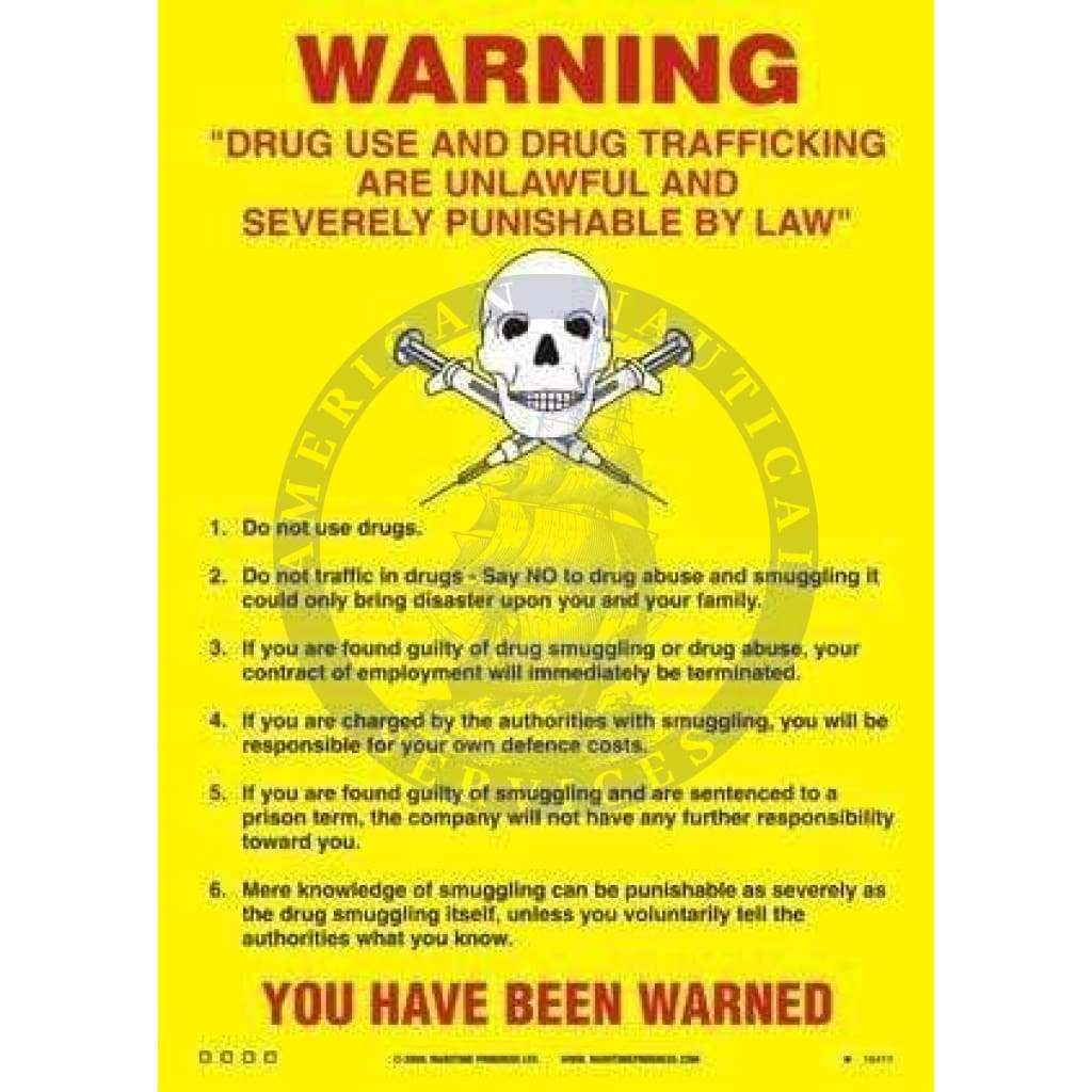 Poster - Drugs Use and Trafficking Warning Notice