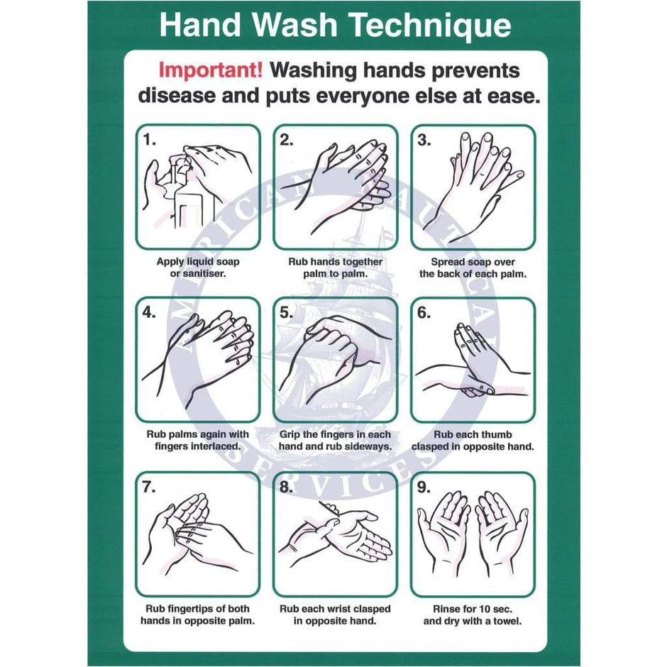 Poster - Hand Wash Technique Safety - Amnautical