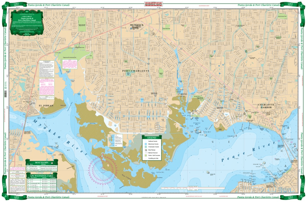 Punta Gorda and Port Charlotte Canals Large Print Navigation Chart 3E