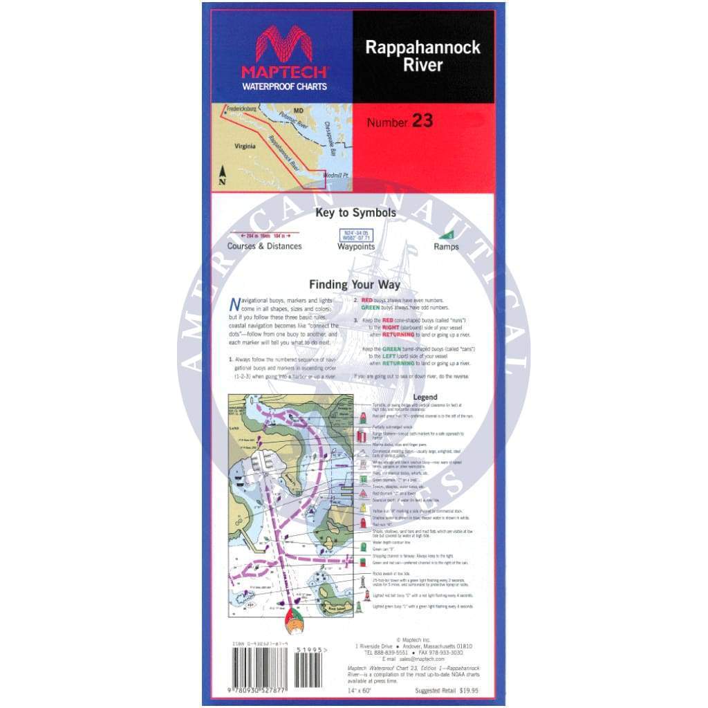 Rappahannock River Waterproof Chart,1st EditionRappahannock River Map