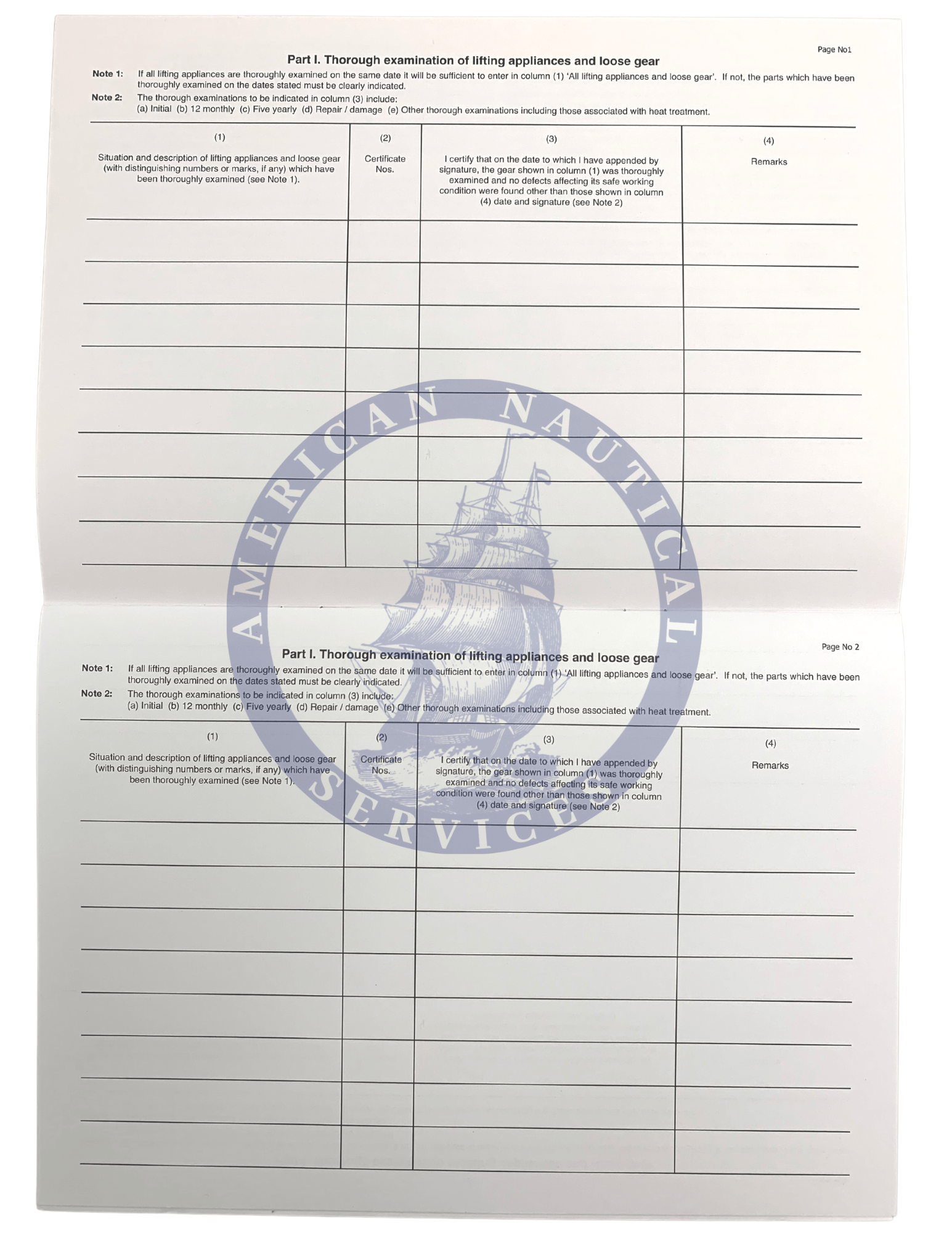 cargo gear certificate Register of Lifting Appliances & Cargo Handling Gear