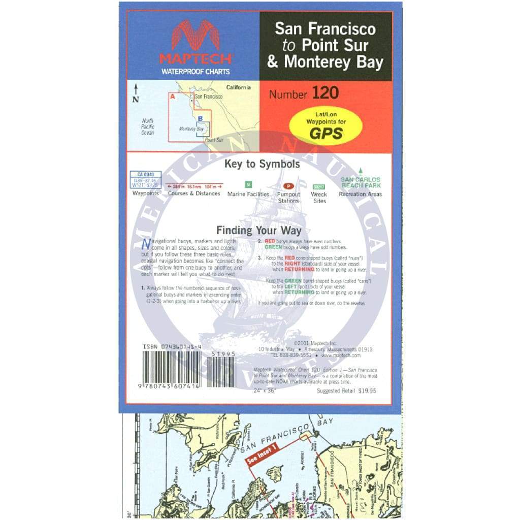 San Francisco to Point Sur & Monterey Bay Waterproof Chart, 2nd Edition
