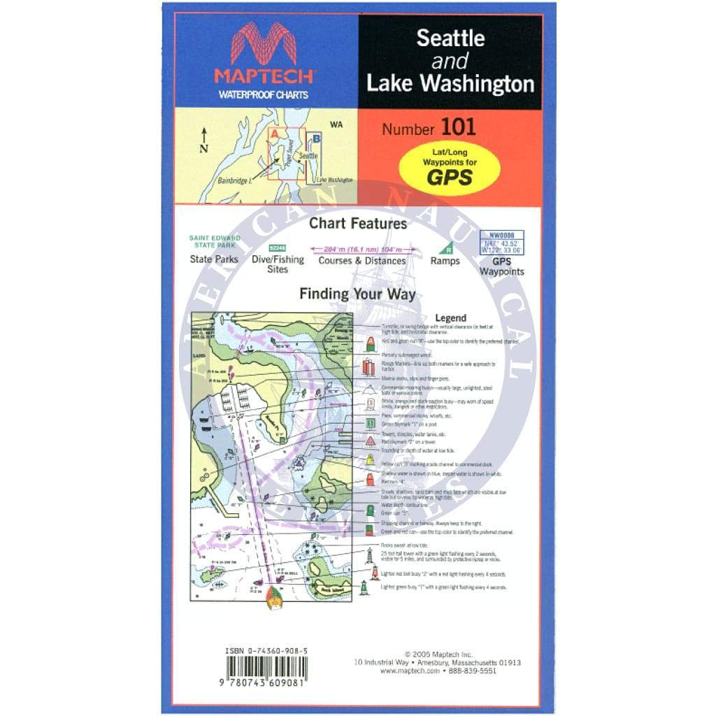 Seattle and Lake Washington Waterproof Chart, 3rd Edition