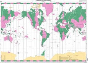 SHOM Chart 0101Q - Planisphère des fuseaux horaires (axé sur 65° W)