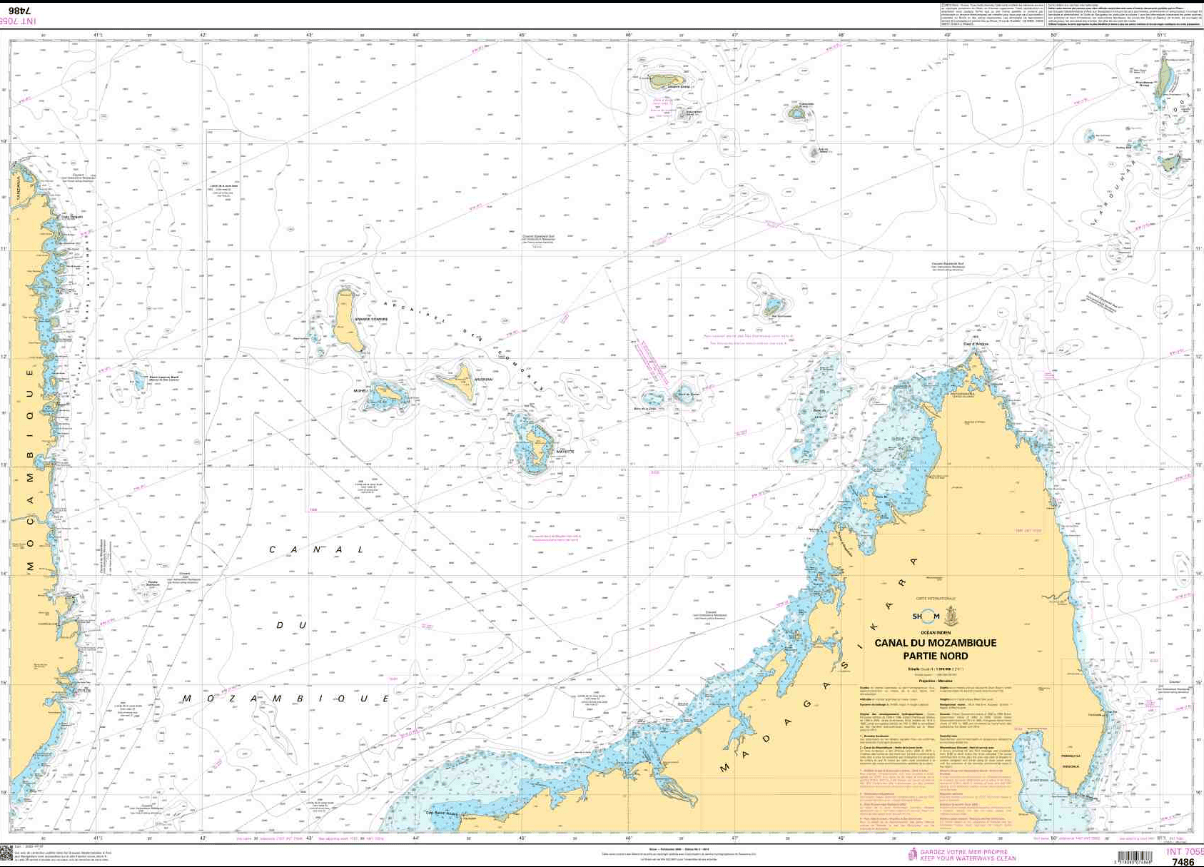 SHOM Chart 7486: Canal du Mozambique - Partie Nord