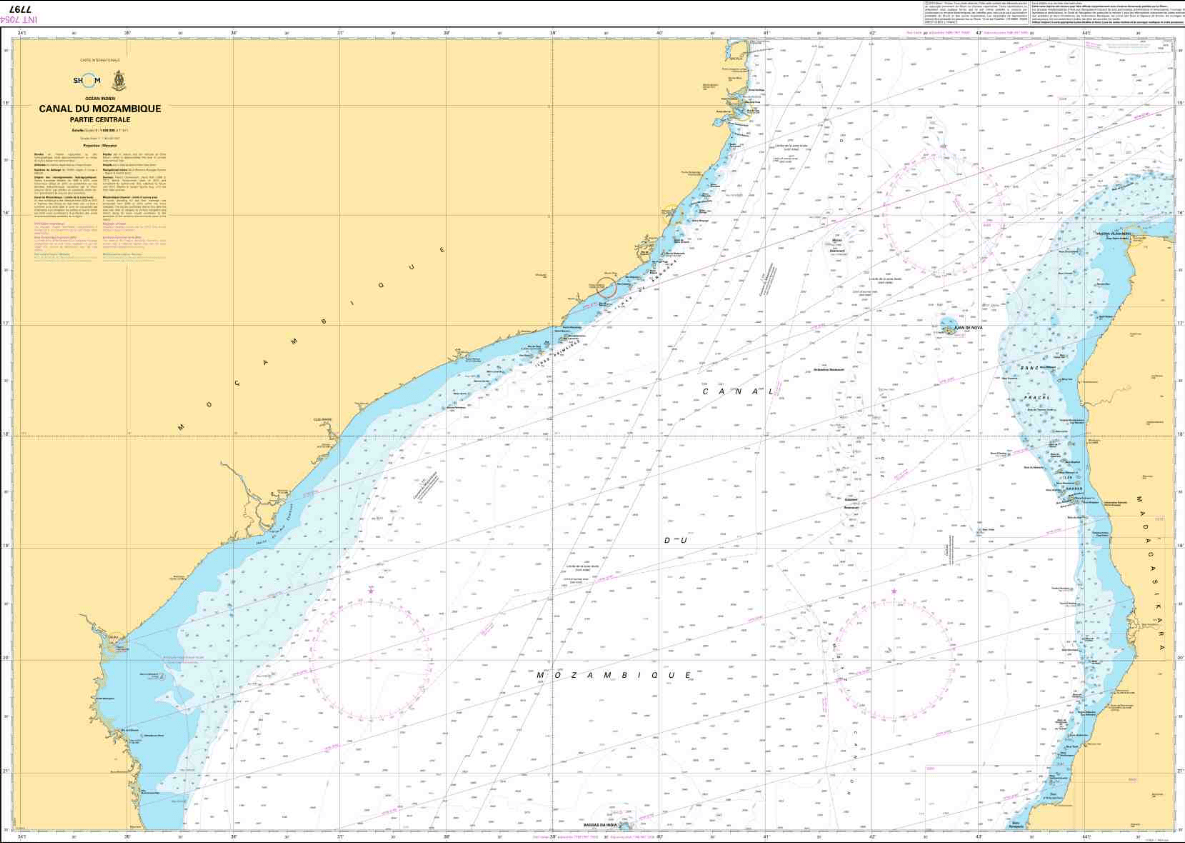 SHOM Chart 7797: Canal du Mozambique - Partie centrale