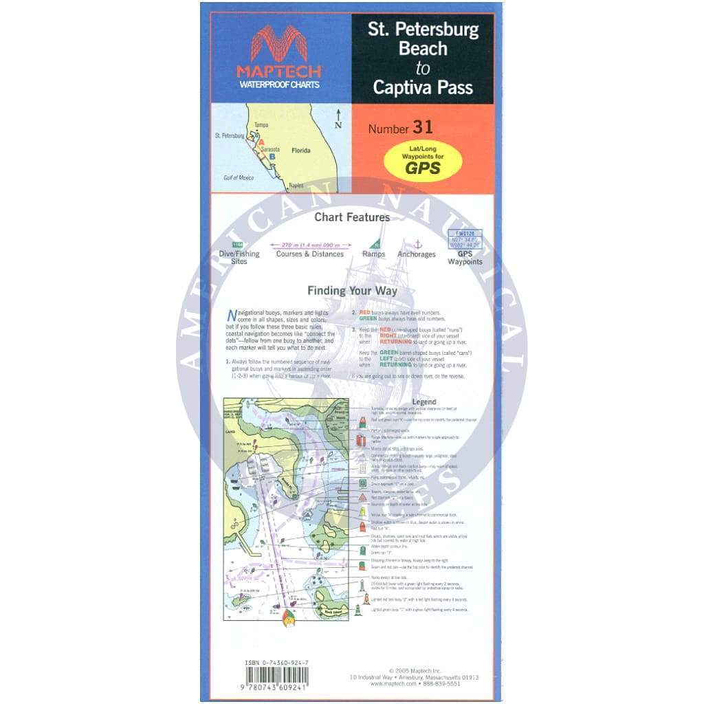St. Petersburg Beach to Captiva Pass Waterproof Chart, 3rd Edition