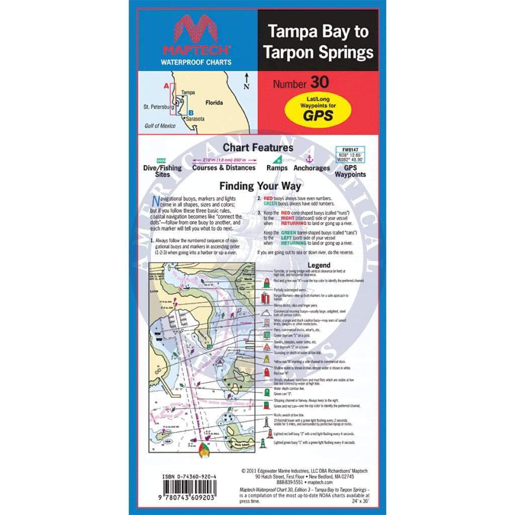 Tampa Bay to Tarpon Springs Waterproof Chart, 4th Edition