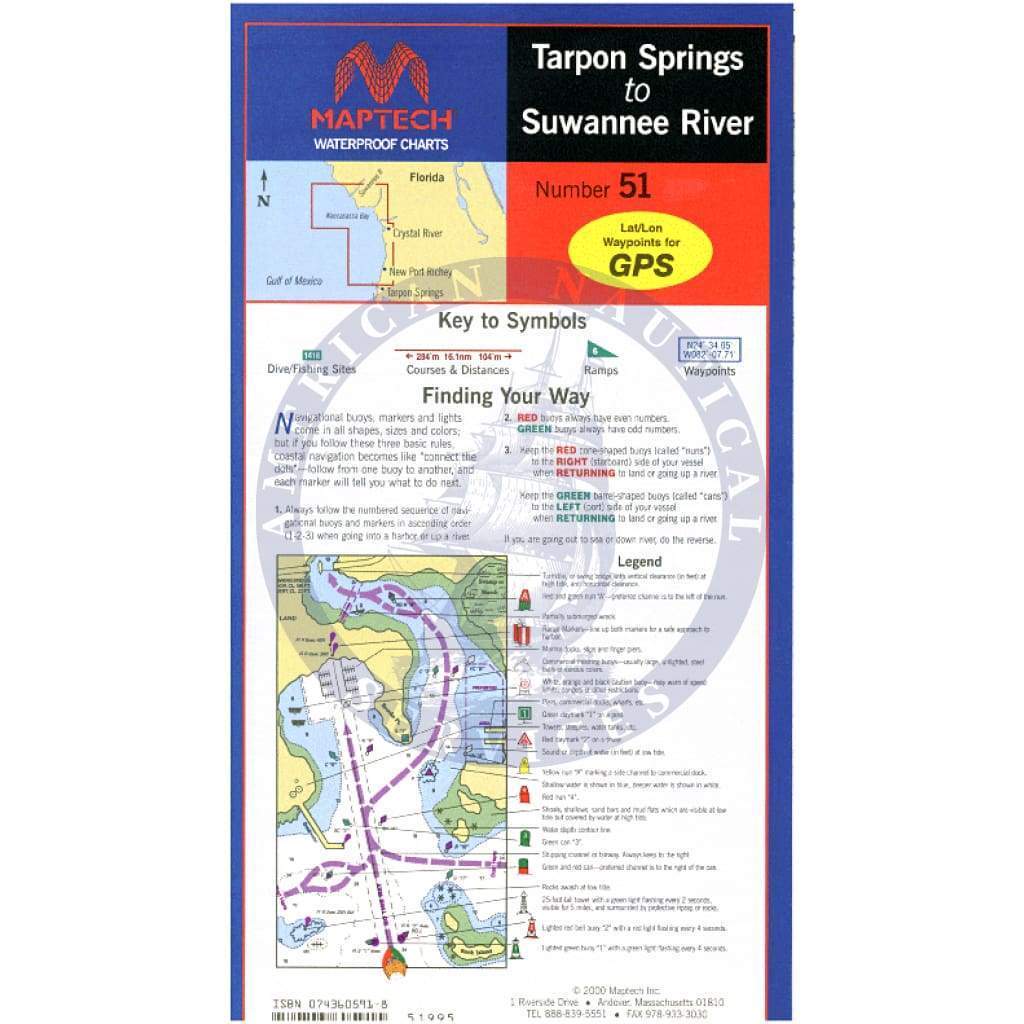 Tarpon Springs to Suwanee River Waterproof Chart, 2nd Edition